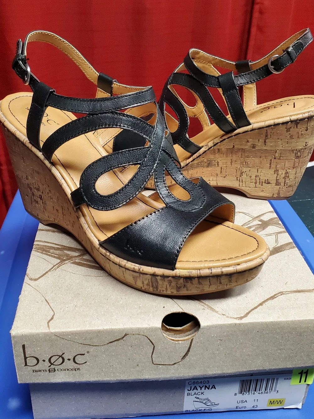Jayna Black Strappy Wedge Sandal